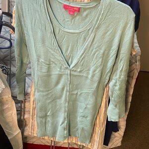 Liz Lange maternity, baby, teal camisole and cardigan